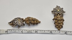 Vintage JOMAZ Clip On Earrings Gold Grape Cluster Rhinestone Leaf Statement