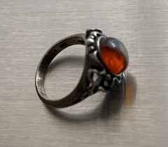Vintage 925 Sterling Silver Honey Amber Ring Size 6 Stamped BY or BV 4.54g