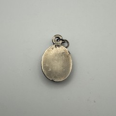 Vintage Ceramic Floral Pendant Silver Tone