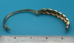 Vintage Vermeil Gold Sterling Silver Multi-Gemstone Braided Ribbon Bangle 7″