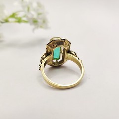 925 silver created emerald ring vintage antique Handmade Size 7