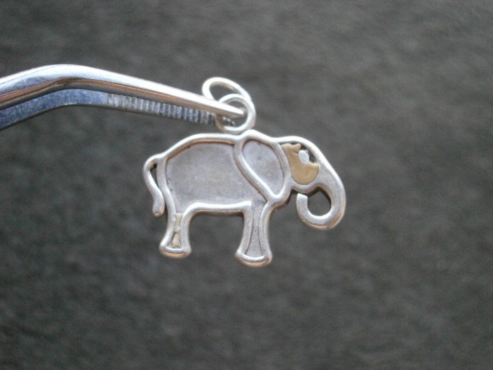 Elephant Vintage Flat Sterling Silver Enamel Bracelet Charm Pendant 2.0g