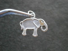 Elephant Vintage Flat Sterling Silver Enamel Bracelet Charm Pendant 2.0g