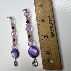 H7 Lot Pink Purple Cats Eye CG Glass Crystals Beaded Boho Hippie Retro Pendants
