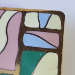 Vintage Clip On Earrings Enamel Retro Samuel Huang Cloisonné Artsy Pastel Square