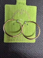 Vintage Solid 14kt Gold Earwire Gold Filled Hoop Earrings 0.8g NOS