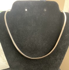 925 Italy Sterling Silver Flat Omega Chain Necklace 17″ 6mm 24g Choker Panel Lnk