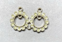 23x Vtg. Enamel Charm -Small Double Round Hoop charm shape-Ivory enamel-5 rings
