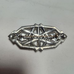 Vintage Rhinestone Pot Metal Geometric Brooch Pin Clear Crystal Retro