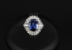 Fine 2.37ct GIA Madagascar Sapphire & 0.54ct Diamond Platinum Ring Size 6.75