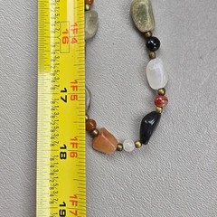 Vintage Beggars Beads Necklace Boho Agate 36 Inch