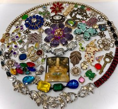 Lot Vintage & Modern Jewelry Parts Broken Repurpose Craft Rhinestones Harvest Y