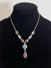 Southwestern Style Enamel Y Necklace and Drop Earring Set Avon