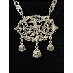 Coppini Antique Italian Renaissance Revival 800 Silver Medallion Necklace 1750