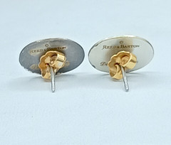 Vintage Damascene Stud Earrings Reed & Barton Silver Bird Maple Leaf .5″