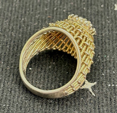Vintage Cocktail Ring 8 Clear Stone Cluster Dome Ring Size 6