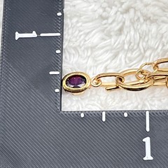 Jewelry Set Toggle Necklace Pierced Earrings Reddish Purple Glass Stone NICE