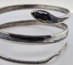 Antique Middle Eastern Niello Coiled Snake Silver Bracelet