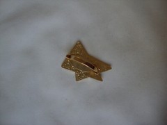 Vintage Retro Mod Triangles Cloisonne Brown & Bronze Enamel Gold Tone Scarf Clip