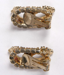 Vintage Multicolor Rhinestone Climber Clip On Earrings & Choker Necklace Set