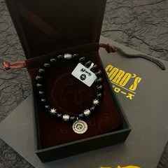 Goro’s Black Onyx Beaded Bracelet Sterling Silver Unisex Vintage Punk Jewelry