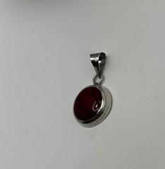 Vintage Southwestern Style Sterling Silver Red Pendant Jewelry