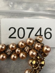 Vintage Ross Simons Bracelet Faux Pearl Rhinestone Pink 925 7.5”