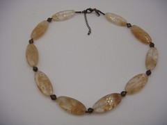 SIGNED J.JILL RUTILATED QUARTZ OVAL BEADED NECKLACE ESTATE