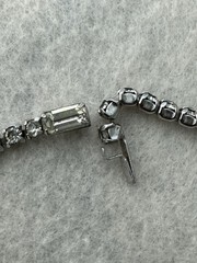 Vintage Clear Rhinestone Choker Necklace Marquise Cut Silver Tone Tennis Chain