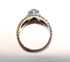 Vintage Sterling Silver 3.5g Simulated Star Sapphire Glass Heart Ring 6 – 6.25