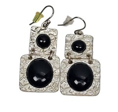 Vintage Mid-Century Style Geometric 2 Part Dangle Pierced Ear Earrings 1 3/8″L