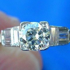 Original EARTH MINED DIAMOND Art Deco Engagement Ring SOLID PLATINUM Solitaire