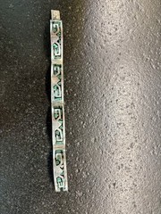 Mexican Sterling Silver Taxco 7 1/2 Inche Bracelet With Genuine Malachite Inlay.