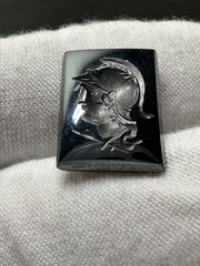 VINTAGE INTAGLIO WARRIOR ON METALLIC BLACK (HEMATITE?) LOOSE RECTANGLE N338