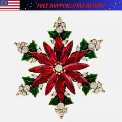 Sparkling Christmas Snowflake Brooch Delicate Rhinestone Badge Pin Fashion Women