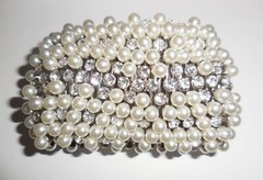 VINTAGE ART DECO BRACELET FAUX PEARLS RHINESTONES VICTORIAN STRETCHABLE DESIGN