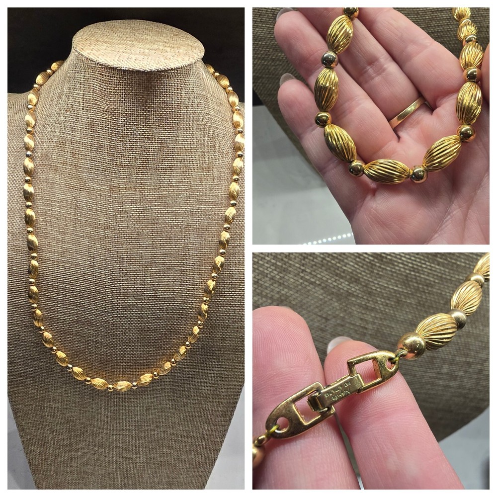napier necklace Long Yellow Gold Tone Excellent Barely Worn Vtg 1970s-1980s 28″