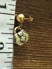Sensible Solutions Earrings Handbag Shape Golden Tone 24k Gold Overlay 0.8”L 0.5