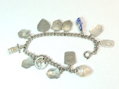 Vintage REU 800 Enamel City Shield Euro 12 Charm Bracelet Silver Sterling