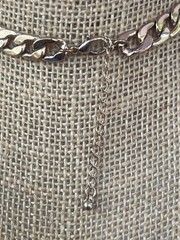Vintage Gold Tone Cuban Chain Necklace Flat Unisex Lobster Clasp Adj 16″ + 2.5″