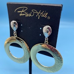 Birch Hill Gold & Silver-Tone Hoop Dangle-Drop Post Earrings New Old Stock Card