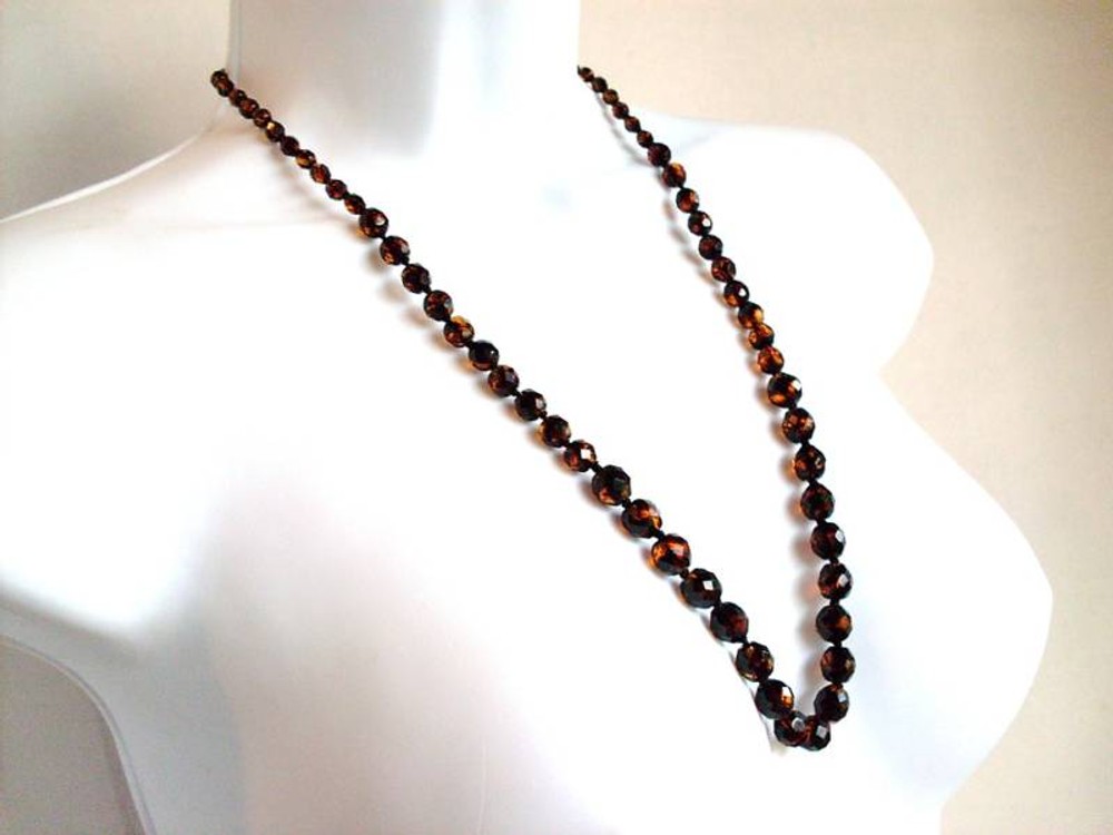 Hattie Carnegie GRADUATING TOPAZ AUSTRIAN CRYSTAL BEAD NECKLACE Vintage