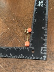 Vintage Crown Trifari Coral Tone Beaded Dangle/Drop Earrings Gold Tone Signed!