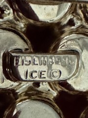 Vintage Eisenberg Ice Brooch Layered Amber Topaz Citrine and Clear Rhinestone