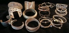 Vintage silver Tone Bracelet Lot Mixed Styles And Materials