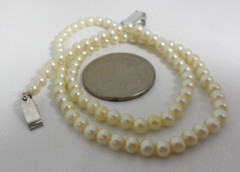 Antique Art Deco Faux Pearl Choker Dainty Rhinestone Clasp Granny Core 14.5″