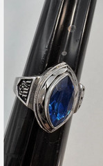 Vintage UAW Ring Sterling Silver Blue Stone 659 UAW General Motors 25 yr