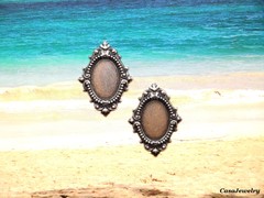 #4011 ANTIQUED STERLING SILVER PLATED VINTAGE REPRO 18x13MM BEZEL – 2 Pc Lot