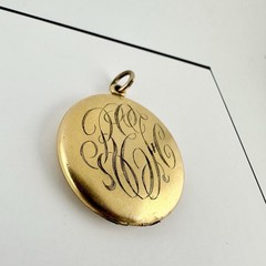 Antique Victorian Gold Filled Initial Monogram Locket Pendant W&H Co Repair Read
