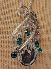 Vintage Necklace With 1945 Mercury Dine Set In A Silvertone Rhinestone Pendant